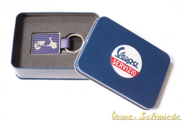 Schlüsselanhänger Metall / Streifen - Blau